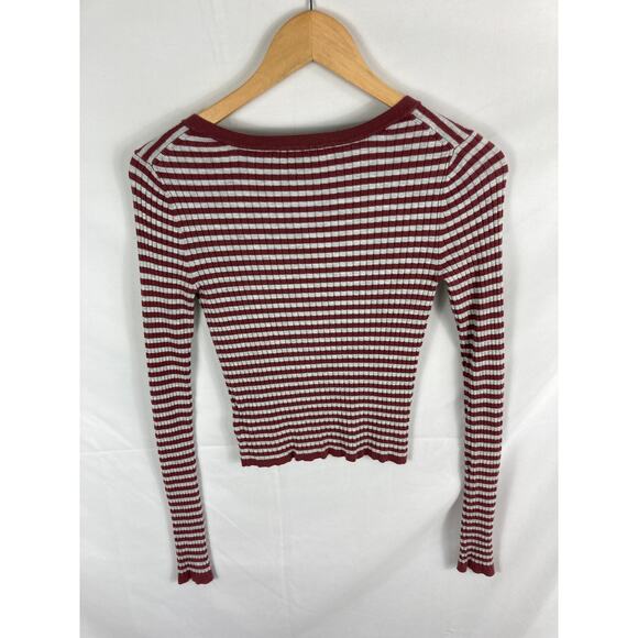 Express Striped Button Front Cropped Top Size XS - Picture 4 of 4